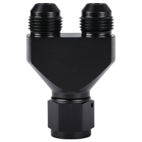Podavelle 8AN Female to Parallel Dual 8AN Male Y Block Fuel Fitting Splitter Adapter Connector Aluminum Black - Image 1