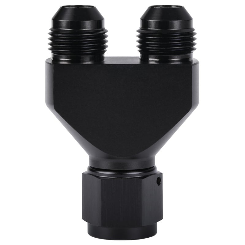 Podavelle 8AN Female to Parallel Dual 8AN Male Y Block Fuel Fitting Splitter Adapter Connector Aluminum Black - Image 2