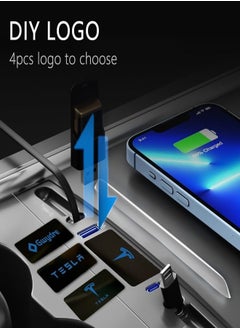 Logo Retractable Hub Docking Station Car USB Charger for Tesla Model 3Y for Tesla Model 3Y Accessories Car Fast Charger for Tesla1 Lightning 1 Type-C  - Image 3