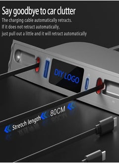 Logo Retractable Hub Docking Station Car USB Charger for Tesla Model 3Y for Tesla Model 3Y Accessories Car Fast Charger for Tesla1 Lightning 1 Type-C  - Image 5
