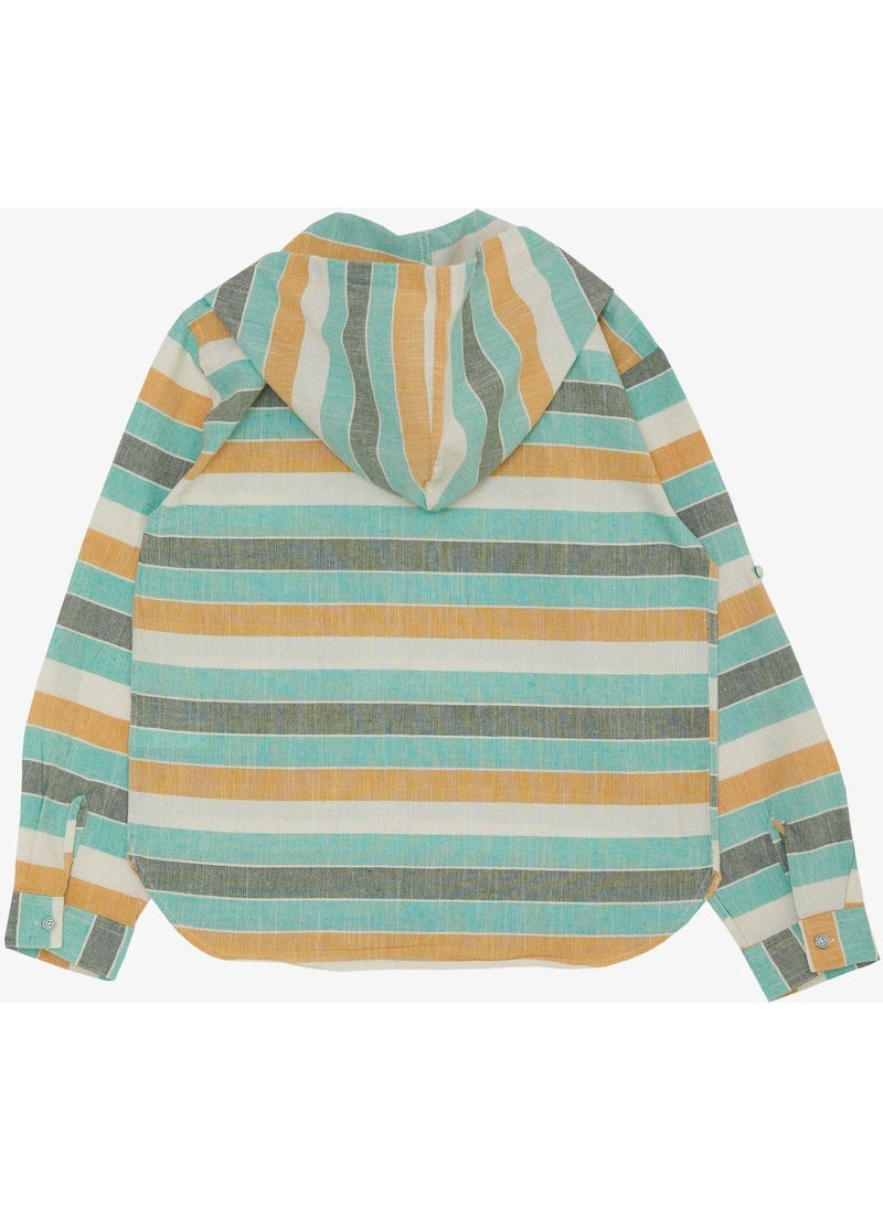 Jack Lions Boy's Shirt with Hooded Zipper Pocket, Age 5-14, Water Green  - Image 2