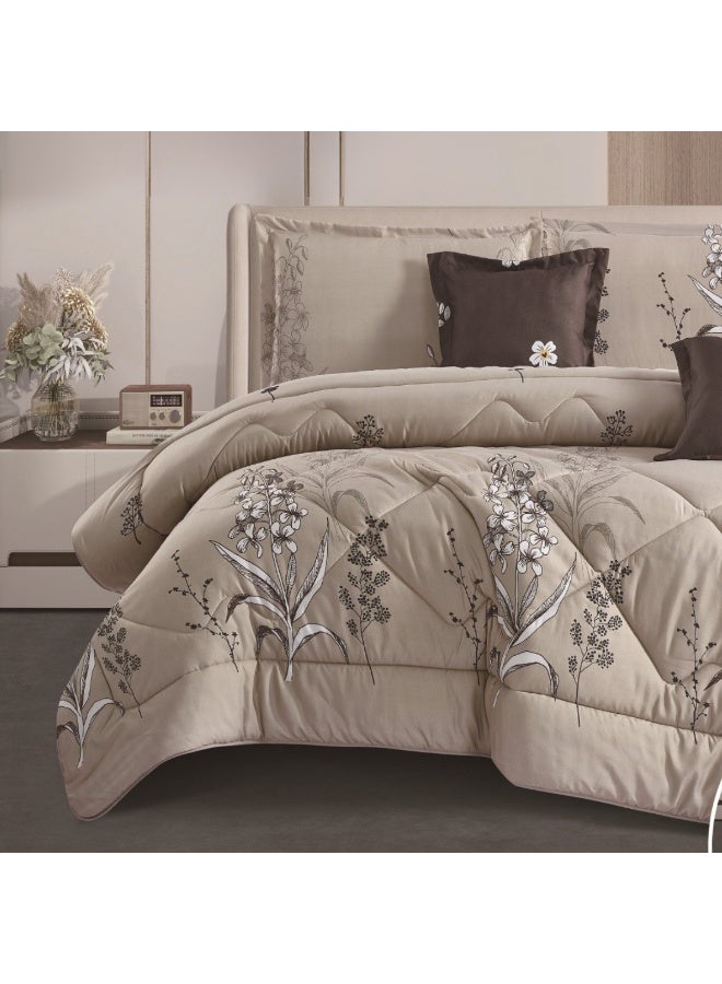 SMART HOME Double Bed Set with Luxurious Filling, 6 Pieces – Includes a Quilted Comforter, Fitted Sheet, 2 Pillowcases, and 2 Square Cushion Covers – Soft and Comfortable Double Bed Set for Sleeping – Suitable for Bedrooms and Hotels – All-Season Sleeping Set – Quilt Size: 250x230 cm – Made of High-Quality Microfiber - Image 4