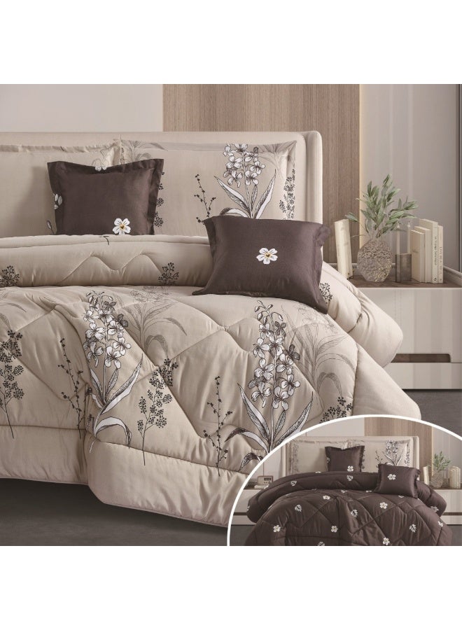 SMART HOME Double Bed Set with Luxurious Filling, 6 Pieces – Includes a Quilted Comforter, Fitted Sheet, 2 Pillowcases, and 2 Square Cushion Covers – Soft and Comfortable Double Bed Set for Sleeping – Suitable for Bedrooms and Hotels – All-Season Sleeping Set – Quilt Size: 250x230 cm – Made of High-Quality Microfiber - Image 3