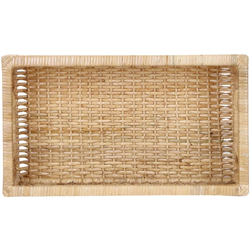 Akway AKWAY Handmade Wicker Rectangular Basket For Cloth, Storage Basket, Bin Organizer ,Bathroom Organizer Bamboo Wicker Basket (20 L X 13 W X 6 H,Rattan,Beige)  - Image 3