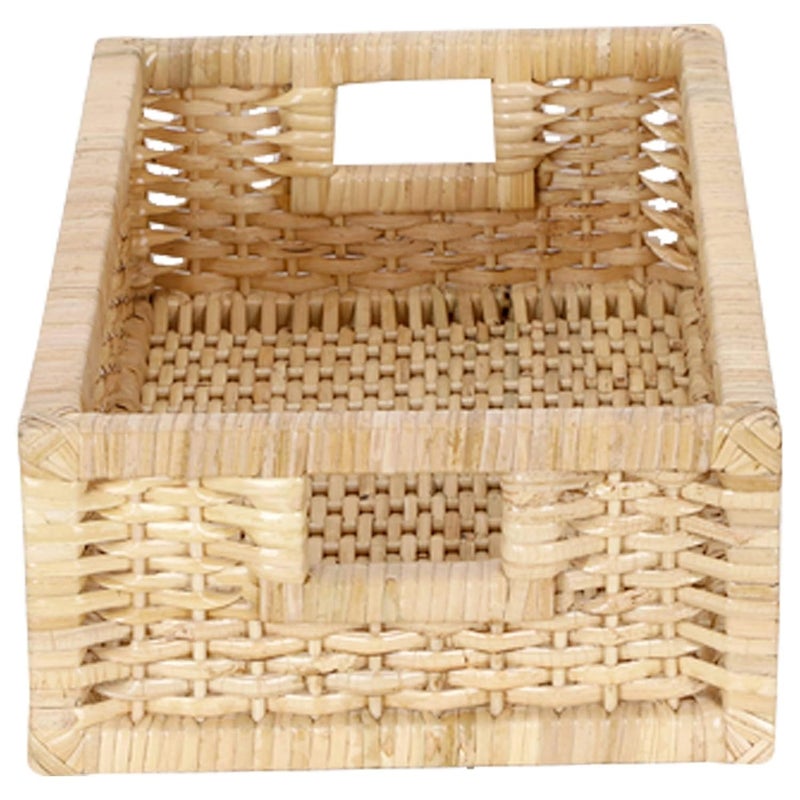 Akway AKWAY Handmade Wicker Rectangular Basket For Cloth, Storage Basket, Bin Organizer ,Bathroom Organizer Bamboo Wicker Basket (20 L X 13 W X 6 H,Rattan,Beige)  - Image 2