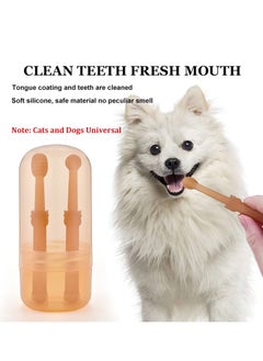 Y&D SYOSI Dog Cat Toothbrush Kit 2 Pack Soft Silicone Tongue Brush with Storage Box 360 Degree Deep Clean Tooth Brushing Oral Hygiene Care for Dogs Pet  - Image 3