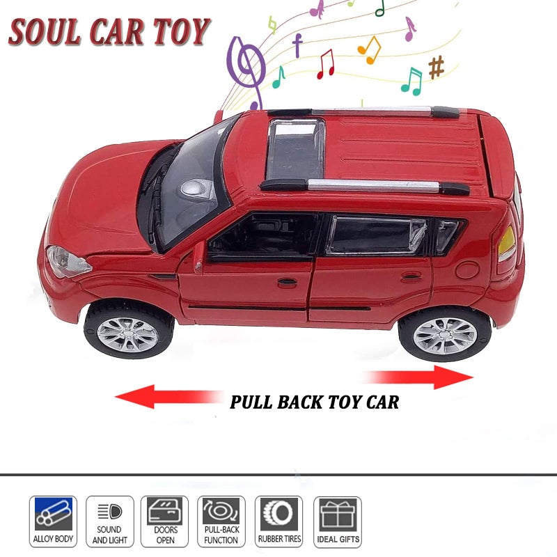 Mzexoma لعبة السيارات Diecast Car Models Kia Soul Model Cars سحب سيارة السيارات مع الصوت والضوء لأولاد يبلغون من العمر 3 سنوات (أحمر) - Image 2