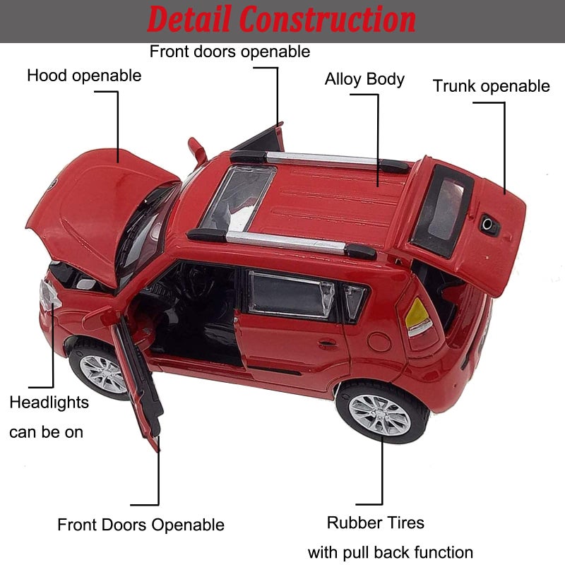 Mzexoma لعبة السيارات Diecast Car Models Kia Soul Model Cars سحب سيارة السيارات مع الصوت والضوء لأولاد يبلغون من العمر 3 سنوات (أحمر) - Image 3