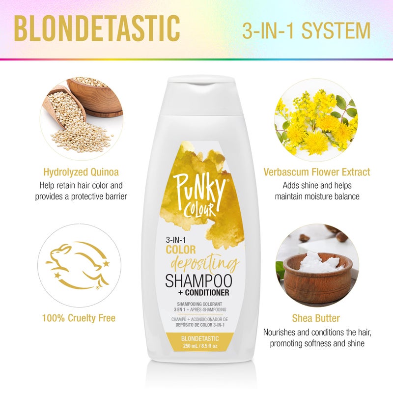 Punky Colour 3-in-1 Color Depositing Hair Cleanser & Conditioner, 8.5 fl oz. (Blondetastic) - Image 2