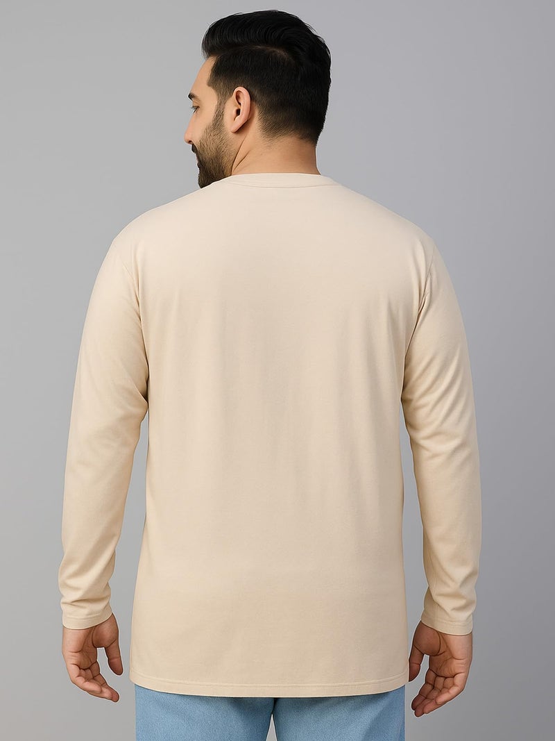 Veirdo® Pure Cotton Oversized Fit Drop Shoulder Solid Core Plus Size Plus Size Full Sleeve T-Shirt for Men (PS_VD_FS_SW_XXL) - Image 4