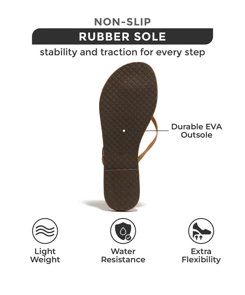 Project Cloud Flip Flops for Women - Memory Foam Flats Summer Sandals for Women 2025 - Vegan Leather Lightweight Womens Sandals Summer Beach Essentials Slides (Foundations, Tan, 10) - Image 4