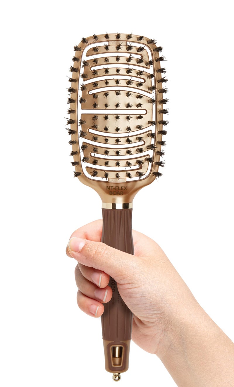 Olivia Garden NanoThermic Ceramic + Ion Flex Scalp-Hugging & Vented Hair Brush NT-FLEXBR (Boar) - Image 1