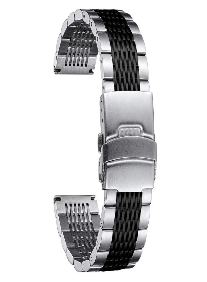 BINLUN Stainless Steel Watch Strap 18 mm 19 mm 20 mm 21 mm 22 mm 24 mm Mesh Metal Watch Strap for Women Men Replacement Bracelet Metal Bracelet Classic Polished Stainless Steel Bracelet in 5 Colours - Image 1