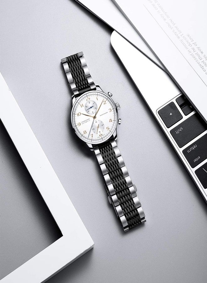 BINLUN Stainless Steel Watch Strap 18 mm 19 mm 20 mm 21 mm 22 mm 24 mm Mesh Metal Watch Strap for Women Men Replacement Bracelet Metal Bracelet Classic Polished Stainless Steel Bracelet in 5 Colours - Image 2