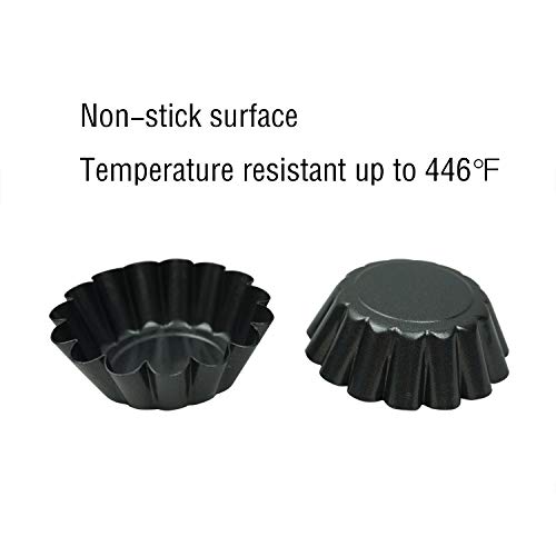 Proshopping 12 Pack Mini Tart Pan, Non-stick Carbon Steel Tart Molds, Pie Mould, Muffin Cupcake Pudding Maker - for Pies, Chinese Tart, Cakes (Size 2.6"x0.9") - Image 4