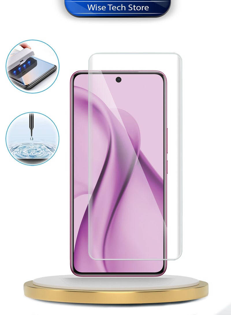 Wtech vivo V60e 5G 2025 Premium Curved Edges UV Full Glue Full Cover Tempered Glass Screen Protector (MSGUCN) - Clear - Image 3