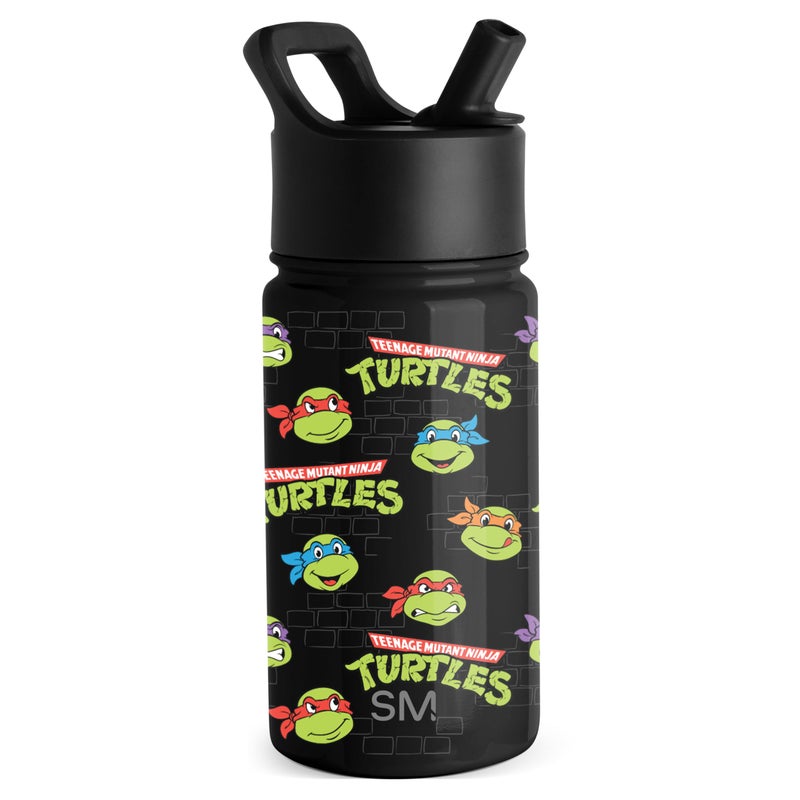 Simple Modern Kids Summit Water Bottle with Straw lid Teenage Mutant Ninja 14oz Turtles Stainless Steel Cup Insulated Tumbler for Toddlers Boys School TMNT Turtles Unite