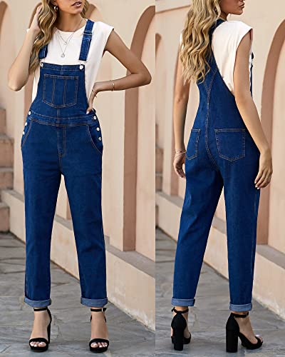 luvamia Women's Casual Adjustable Denim Bib Overalls Jeans Pants Fashion Loose Overall Jumpsuits Dark Blue Size X-Large - Image 5