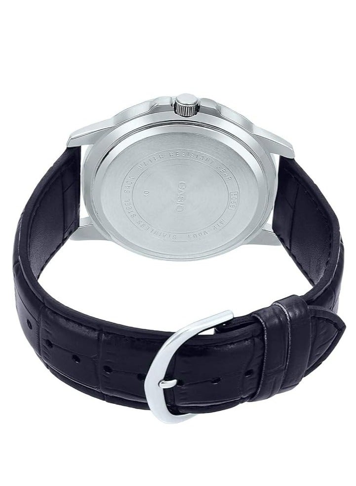 كاسيو ساعة يد جلد مقاومة للماء MTP-VD01L-1EVUDF للرجال - 45 ملم - أسود - Image 4