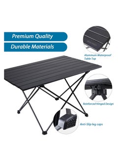 FLYHSO Camping Table Aluminum Alloy Outdoor Folding Table Collapsible Side Table Beach Desk Portable BBQ Table for Outdoor Picnic Easy to Carry Ideal for Outdoor Picnic Cooking, Beach, Hiking, Fishing 68 X 46 X 40cm  - Image 3