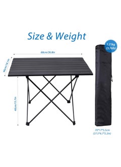 FLYHSO Camping Table Aluminum Alloy Outdoor Folding Table Collapsible Side Table Beach Desk Portable BBQ Table for Outdoor Picnic Easy to Carry Ideal for Outdoor Picnic Cooking, Beach, Hiking, Fishing 68 X 46 X 40cm  - Image 2