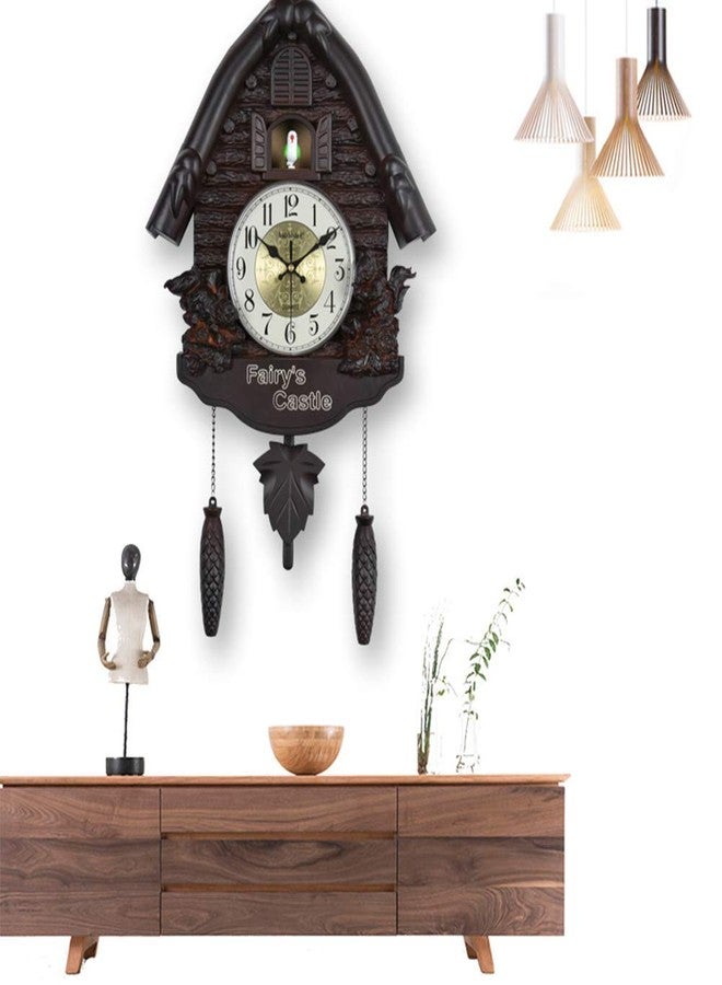 Three Secondz Cuckoo Fixed Door Does not Open or Close Decorative Wall Clock for Home (Choco Brown, 60 cm x 15 cm x 36 cm) - Image 2