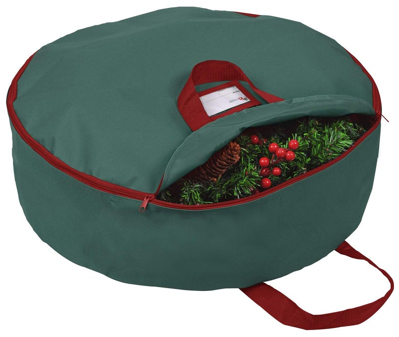 Primode Christmas Wreath Storage Bag 48 Handles Made Of Durable 600D Oxford Polyester Material Storage Bag Extra Large 48 Holiday Wreaths Container Green