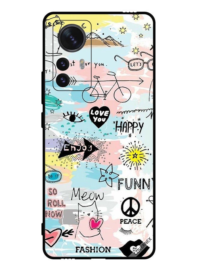 Covernex Protective Case Cover For Xiaomi 12 Pro Doodle Meow Enjoy - Image 1