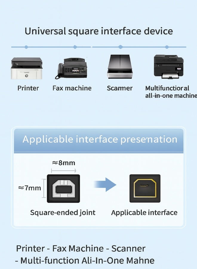 FUJISHKA Printer Cable USB 2.0 A-Male To B-Male 3M Cord High Speed Scanner Cord Compatible with HP/ Cannon/ Brother/ Samsung/ Dell/ Epson/ Lexmark/ Xerox/ Piano/ Dac - Black - Image 3