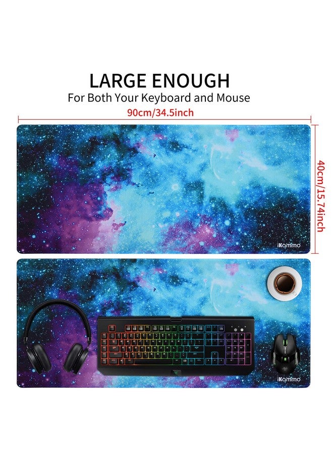 أي كامو وسادة ماوس مكتب iKammo كبيرة بتصميم Galaxy، غطاء مكتب كبير ممتد، وسادة ماوس كمبيوتر لطيفة، مقاس XXL كبير جدًا، وسادة ماوس مكتب كبيرة مع سطح مقاوم للماء وسطح ألعاب مُحسّن (XXL-038، أزرق، Galaxy) - Image 2