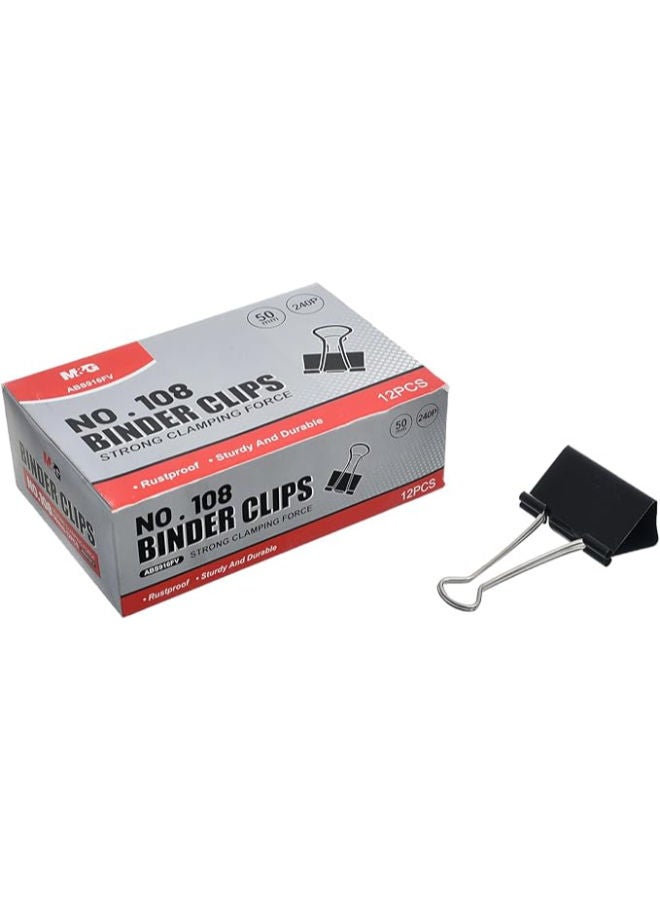 M&G Bulldog Clips, 50mm 12-Pack for Extra-Strong Binding of Large Paper Stacks - Image 3