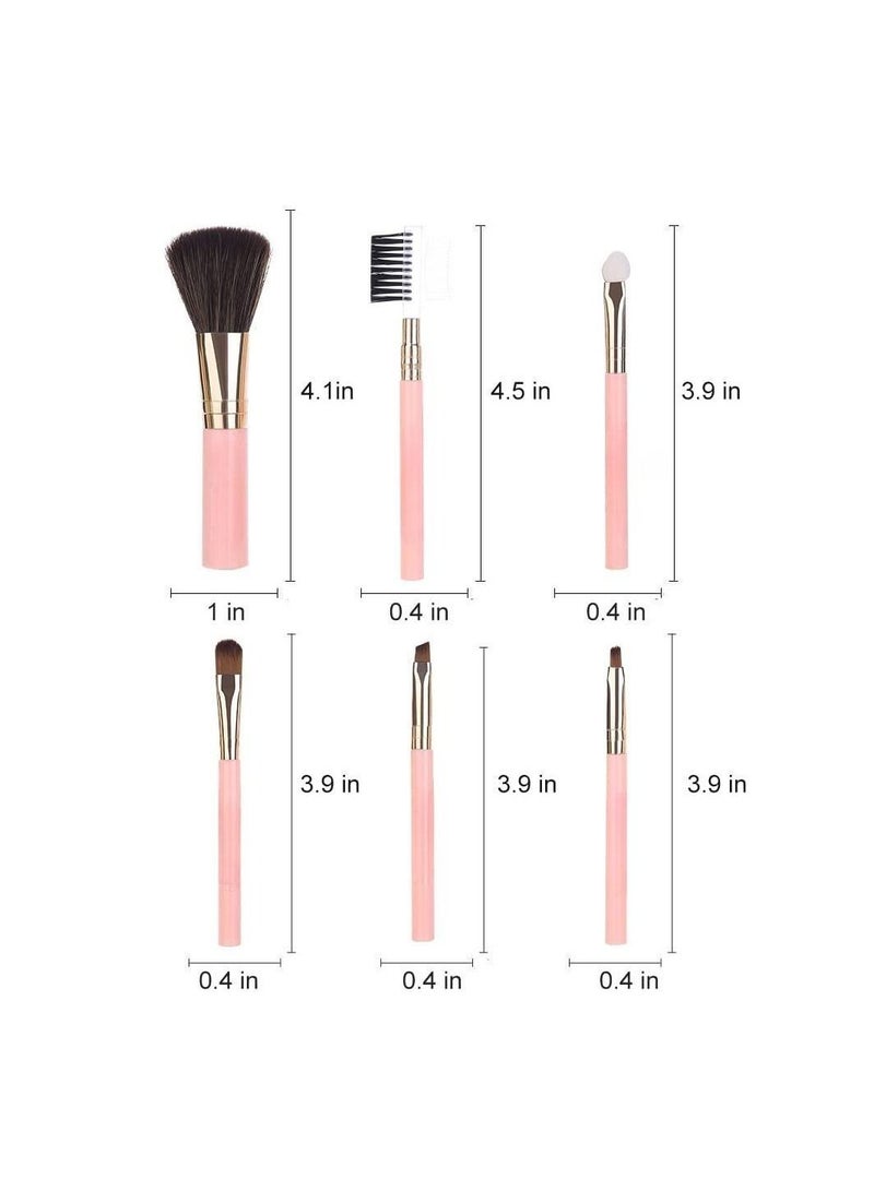 سيوسي مجموعة فرش مكياج ، 6 قطع فراشي مكياج ، فرش ظلال العيون ، فرشاة قوية ، مجموعة فراشي مكياج وردية (وردي) - Image 4