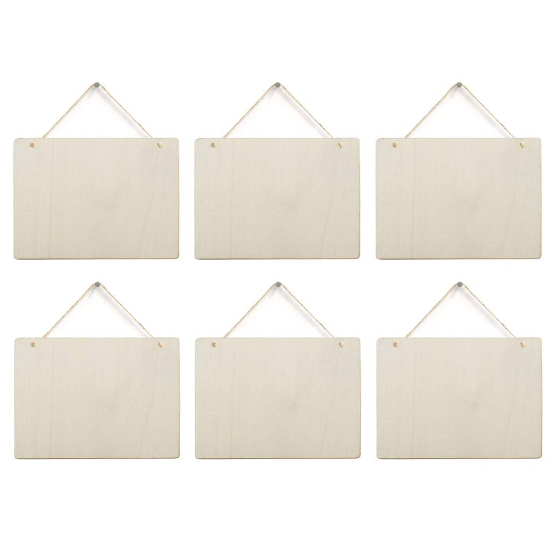 6 Pack Blank Wooden Plaque Rectangle Unfinished Wood Sign Decorative DIY Crafts Signs for Wreath Home Door Wall Art Decoration 88x67 Inches 225x17cm