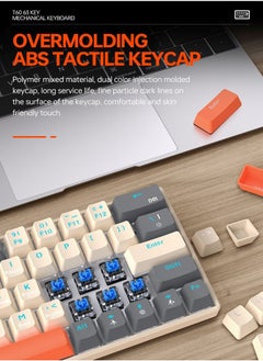 T-WOLF 63 Keys Mechanical Gaming Keyboard ,75% Mini Wired Waterproof Backlit Silent Color RGB Light Effect ,Suitable for PC/Ps4/Xbox Gamers  - Image 4
