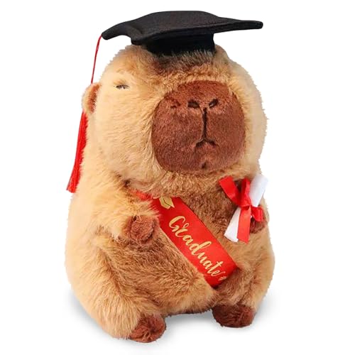 CHDBLOCK Graduation Capybara Plush Gift Set Include Stuffed Animal Capybara with Gown Cap with Graduation Gift for Him HerBrown - Image 1