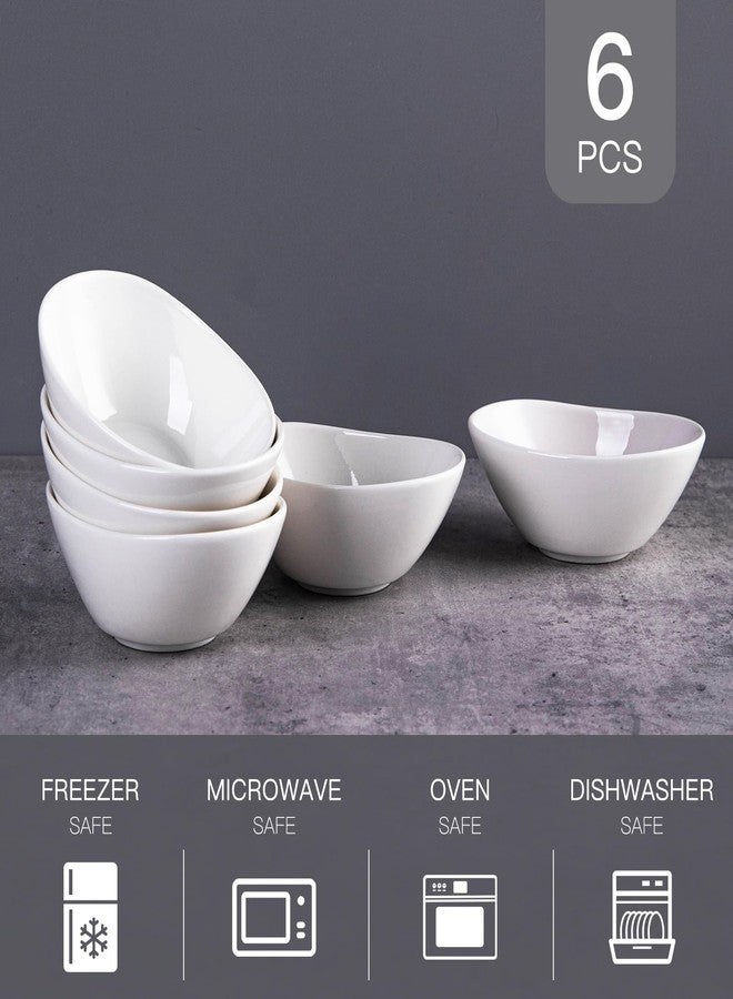 CHILDIKE 5.2 Inch Small White Porcelain Bowls, 8 OZ Serving Bowls Set of 6, Good for Sauce, BBQ, Ice Cream, Dessert and Cereal, Microwave, Dishwasher and Oven Safe - Image 4