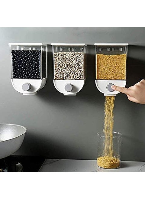 kriya pack of 3 Push Button Storage Container with Wall Mounted Double Sided Tap Storage Tank Jarfor Pulses Beans Grain Nuts Oatmeal and Candy Storage Dispenser multi