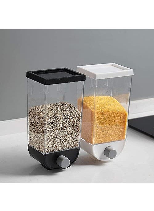 Kriya - kriya pack of 3 Push Button Storage Container with Wall Mounted Double Sided Tap Storage Tank Jarfor Pulses Beans Grain Nuts Oatmeal and Candy Storage Dispenser multi - Image 1