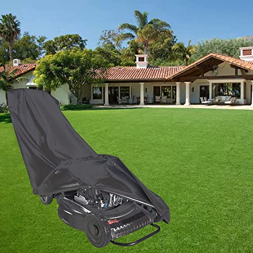 Amberr Lawn Mower Cover-Heavy Duty 600D Waterproof Push Mower Cover,Lawnmower Cover Waterproof Outdoor-Full Protection against Water,UV,Wind,Fit with Drawstring, Black 600D - Image 4