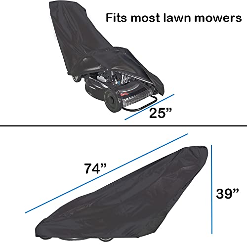 Amberr Lawn Mower Cover-Heavy Duty 600D Waterproof Push Mower Cover,Lawnmower Cover Waterproof Outdoor-Full Protection against Water,UV,Wind,Fit with Drawstring, Black 600D - Image 3