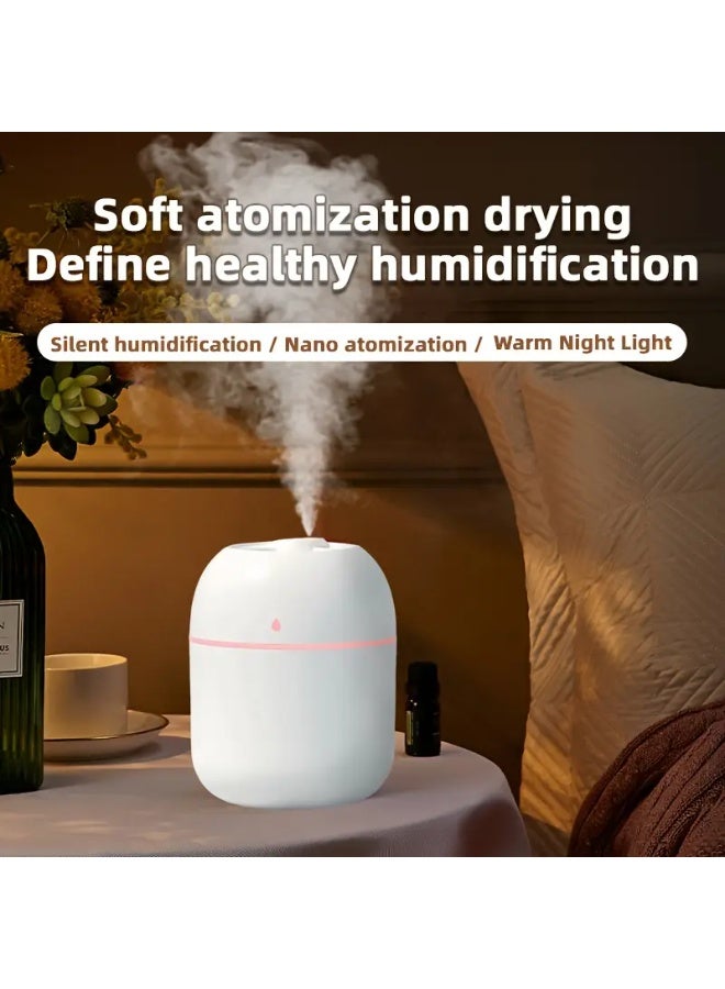 مرطب هواء محمول صغير يعمل بمنفذ USB مع ناشر للزيوت العطرية – سعة 220 مل، وضعان للضباب، تشغيل هادئ، ضوء LED ليلي، معطر هواء مدمج للسيارة أو غرفة النوم أو المكتب أو السفر، هدية مثالية لترطيب البشرة وتحسين المزاج - Image 2