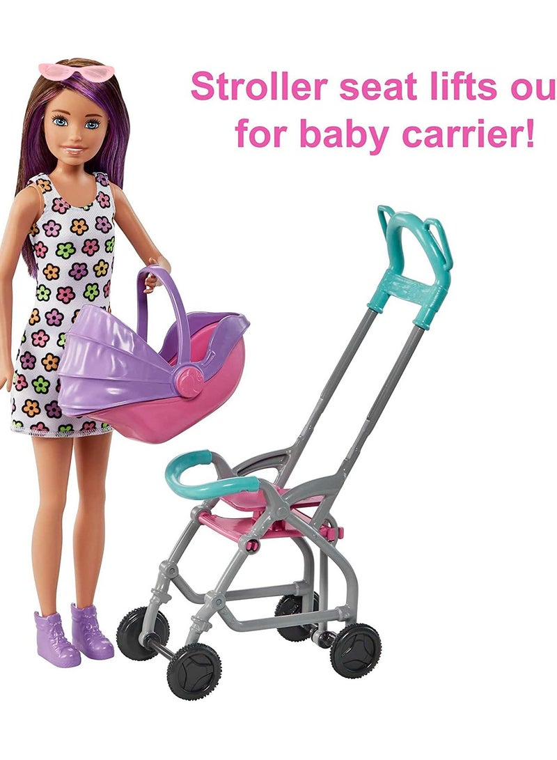 Mattel Games Skipper Babysitters Inc. Playset with Skipper Babysitter Doll Brunette, Stroller, Baby Doll & 5 Accessories - Image 3