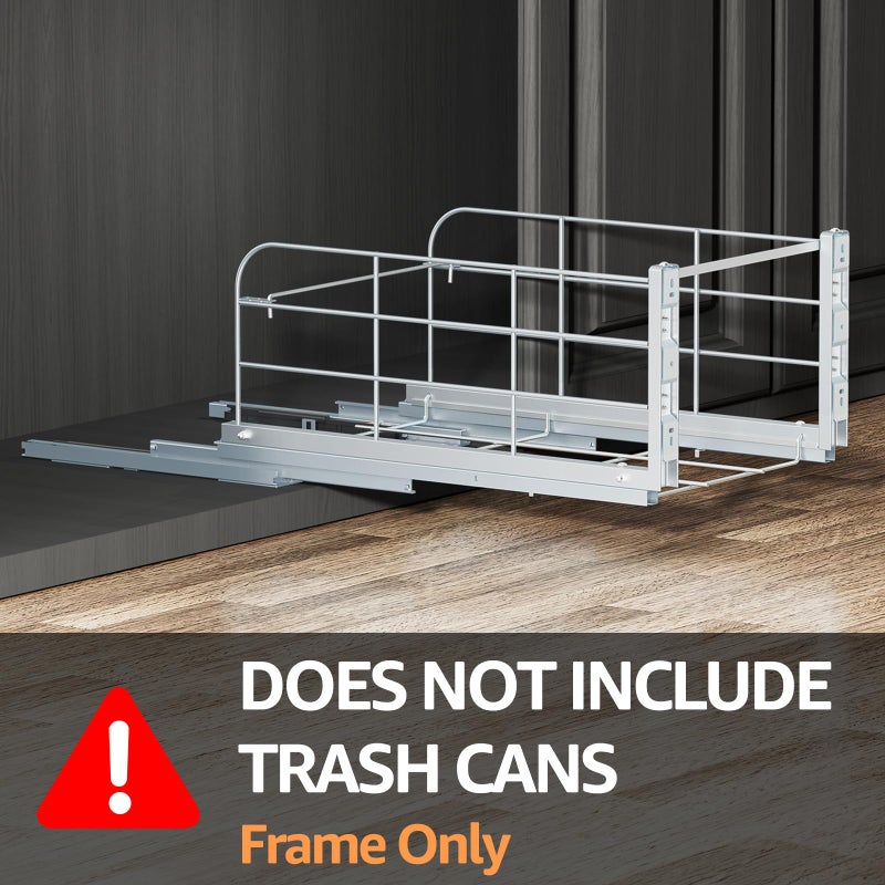 RUNMI Double Pull Out Trash Can Under Cabinet with Soft Close Slides 130LB Heavy Duty Under Sink Trash Bin Kit with Door or Base Mount, Fits 16" W x 23" D Cabinet, Trash Can Not Included - Image 2