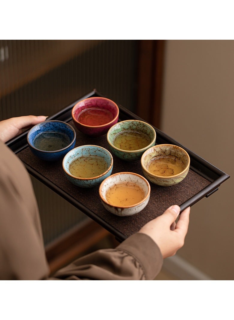 XiuWoo 6 Piece Ceramic Tea Cup gift set,Double Walled Espresso V60 Coffee Cups Porcelain Tea Cup Set, Chinese kung fu tea set, Japanese style tea cup, yerba mate tea set, ceramic mate cup set,6 Colors(Nice Packaging, Used as Gift) - Image 2