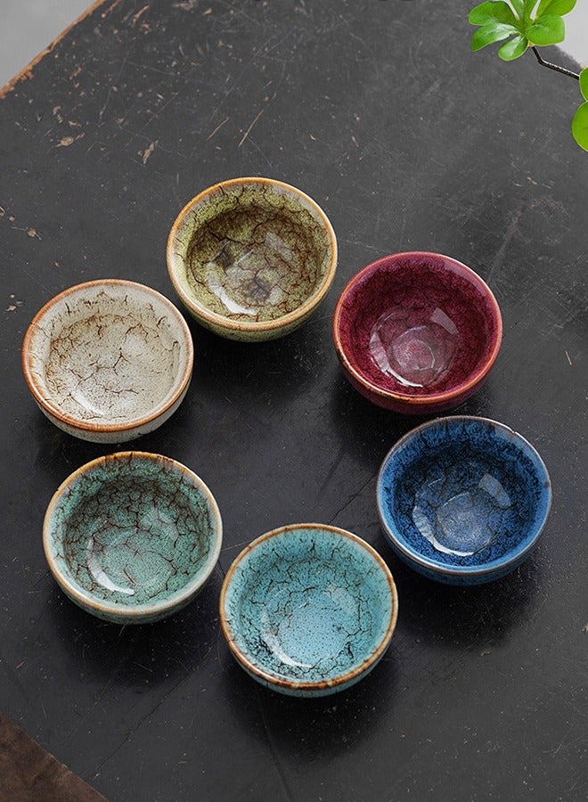 XiuWoo 6 Piece Ceramic Tea Cup gift set,Double Walled Espresso V60 Coffee Cups Porcelain Tea Cup Set, Chinese kung fu tea set, Japanese style tea cup, yerba mate tea set, ceramic mate cup set,6 Colors(Nice Packaging, Used as Gift) - Image 4