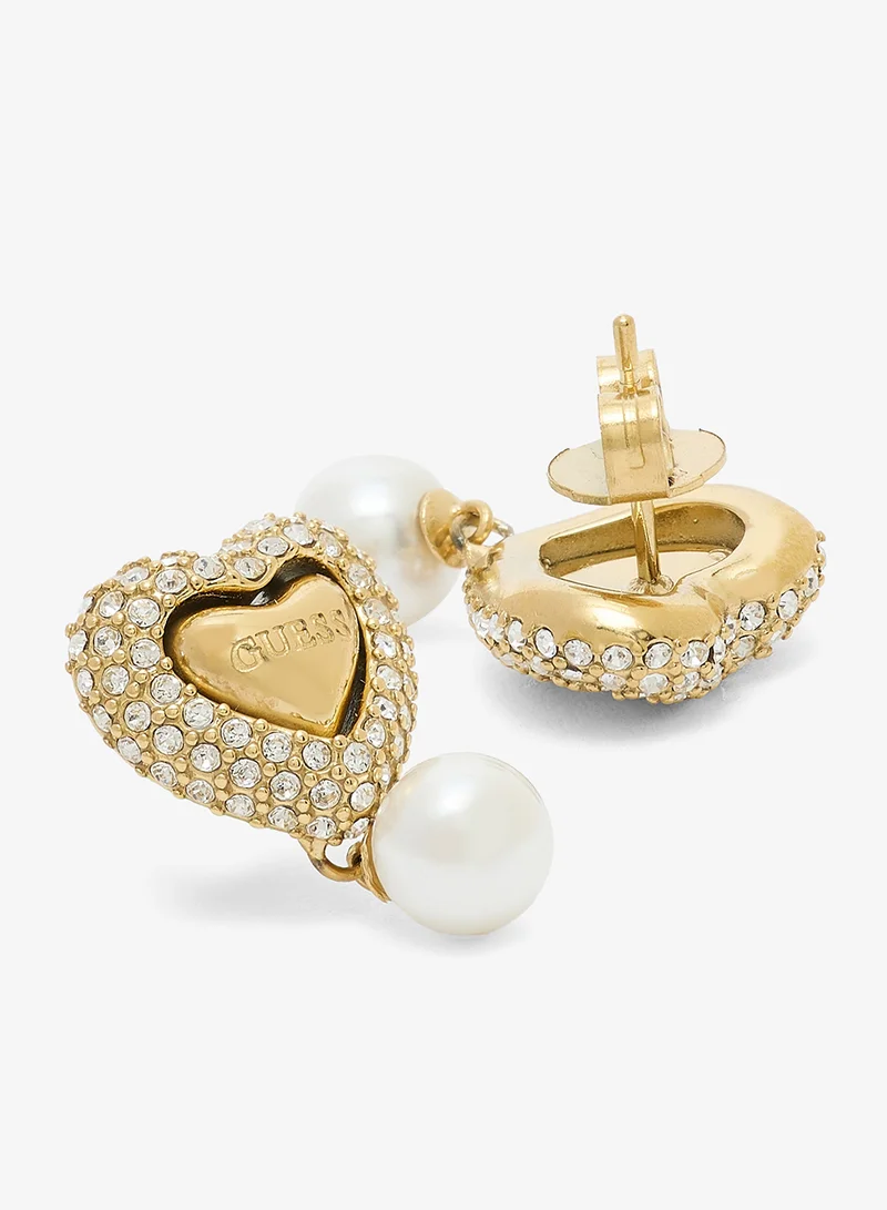 جس أقراط مسمار على شكل قلب ولؤلؤ