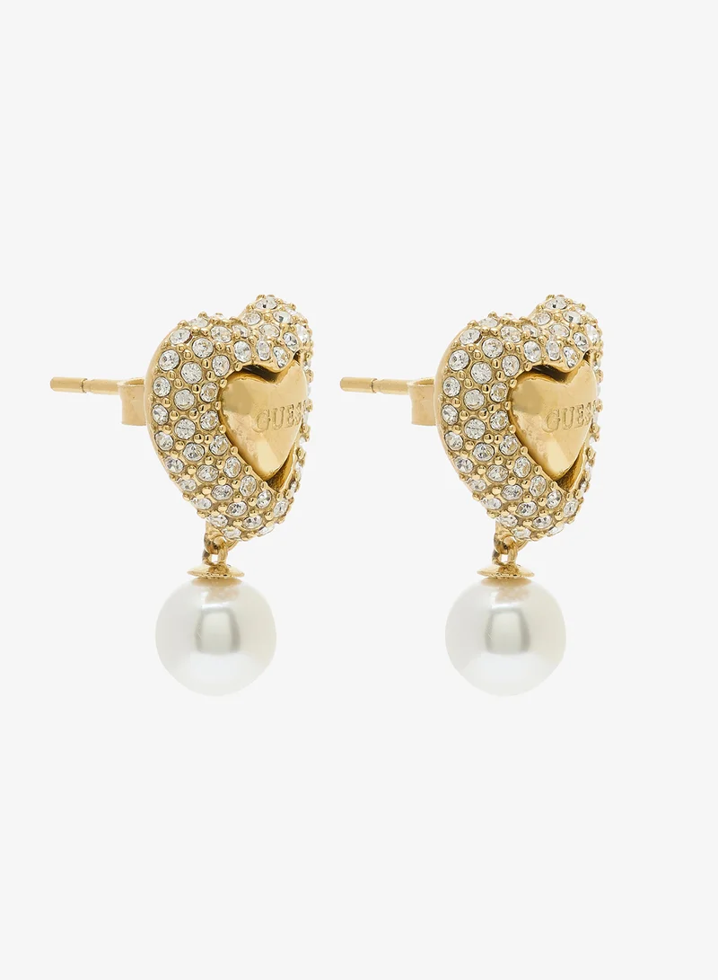 جس أقراط مسمار على شكل قلب ولؤلؤ