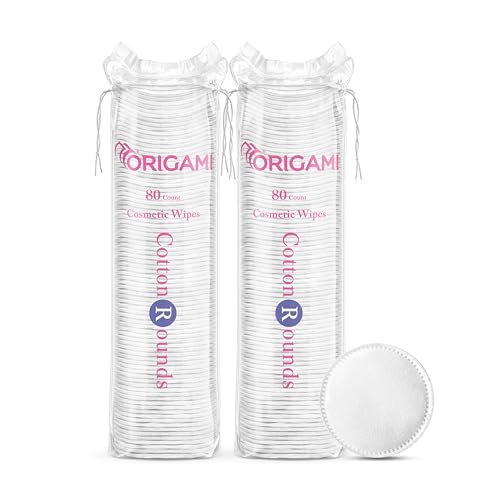 Origami Multipurpose Cotton Pads Pack of 2 (80 Pads Each) | 100% Pure Ultra-Soft Cotton Cosmetic Wipes | Gentle, Skin-Friendly & Compact | Ideal for Face Cleansing, Makeup & Nail Polish Removal - Image 1