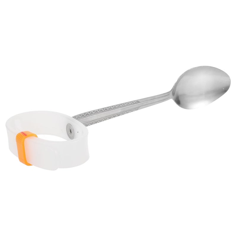 Silver Adaptive Fork And Spoon For Seniors Non Slip Handles Portable Eating Utensils - Image 1