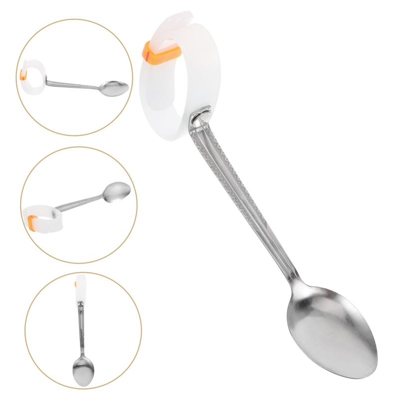 Silver Adaptive Fork And Spoon For Seniors Non Slip Handles Portable Eating Utensils - Image 4